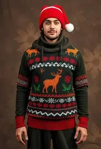 Hunting Christmas Sweater Costume face swap