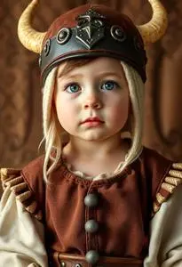 Infant Boy Adorable Viking Costume face swap