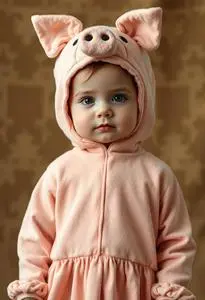 Infant Lil Piggy Costume face swap