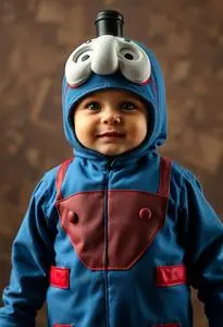 Infant Thomas Train Costume face swap