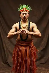 Male Hula Dancer Costume face swap