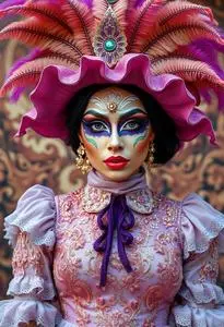 Mardi Gras Woman Costume face swap