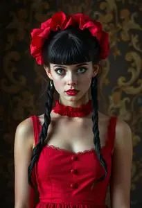 Lydia Deetz Red Dress Costume face swap