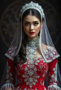 Lydia Red Wedding Dress Costume face swap