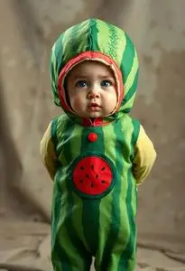 Watermelon Infant Bunting Costume face swap