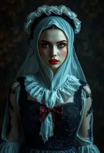 Woman Delightfully Dreadful Vampiress Costume face swap