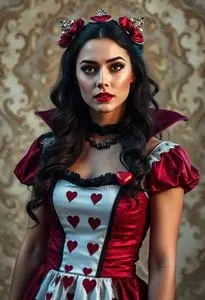 Woman Deluxe Queen Hearts Costume face swap