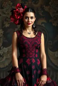 Woman Flamenco Dancer Costume face swap