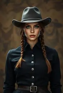 Woman Gunslinger Costume face swap