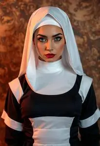 Woman Heavenly Hottie Nun Costume face swap