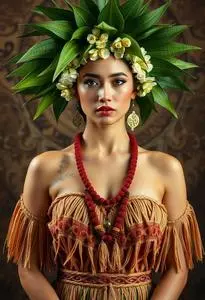 Woman Hula Costume face swap