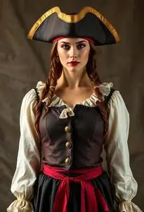 Woman California Costume Spanish Pirate Costume face swap