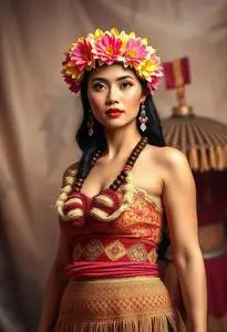 Traditional Hula Dance Costume face swap