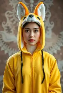 Yellow Fox Costume face swap