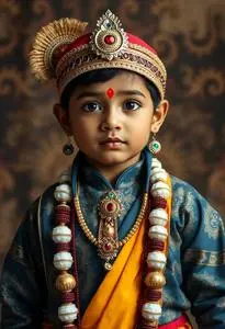 Toddler Sreekrishna Male God Jayanthi Radha Costume face swap