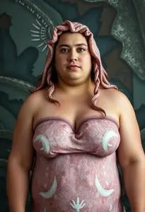 Salty Plus Size Merman Costume face swap