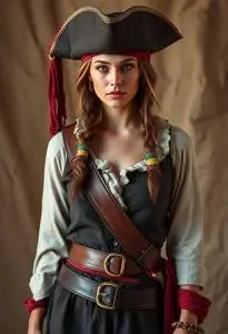Salty Seas Deckhand Pirate Woman Costume face swap