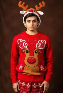 Rudolph Christmas Sweater Costume face swap