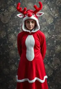 Rudolph Red Nosed Reindeer Outfit Costume face swap