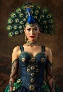 Proud Peacock Woman Costume face swap