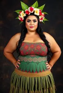 Plus Size Hula Costume face swap