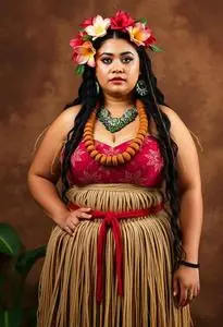 Plus Size Hula Costume face swap