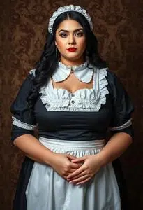 Plus Size Mistress Maid Costume Woman face swap