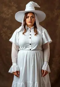 Plus Size White Magic Witch Costume face swap