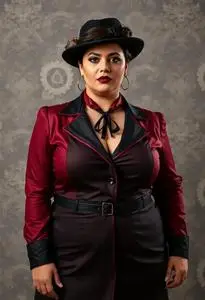 Plus Size Woman Carmen Sandiego Costume face swap