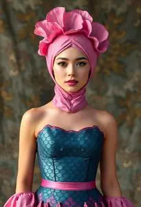 Pink Poppy Mermaid Costume face swap