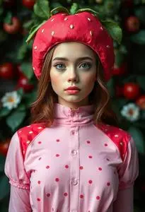 Pink Strawberry Costume face swap