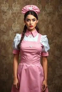 Pink Waitress Costume face swap