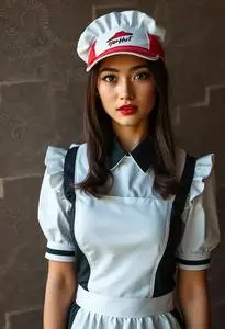 Pizza Hut Maid Outfit Costume face swap