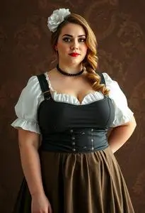 Plus Size Flirty Fraulein Woman Costume face swap