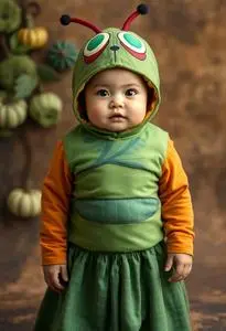 Newborn Hungry Caterpillar Costume face swap