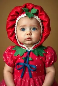 Newborn Strawberry Costume Fancy Dress face swap