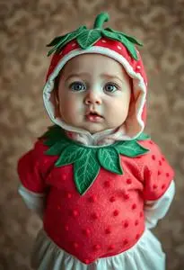 Newborn Strawberry Costume face swap