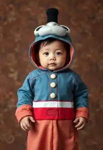 Newborn Thomas Train Costume face swap