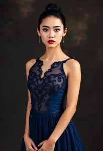 Navy Blue Lyrical Dance Costume face swap