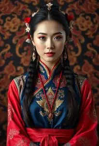 Mongolian Costume Female Fancy Dress face swap