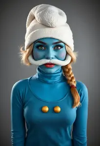Smurf Fancy Dress Costume Face Swap