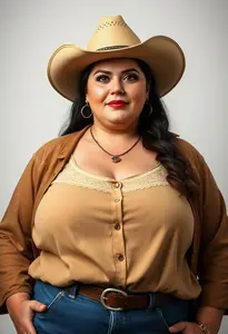 Western Clothes Fat Woman