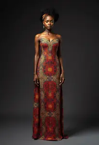 chinese dress ladies African Kitenge Wax Print Ankara Long Dress  Asigbe