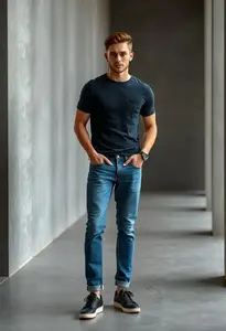 Man Five Pocket Jean Style Trousers