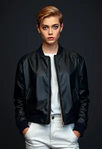 Hailey Bieber Leather Bomber