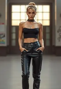 Hailey Bieber Leather Pants