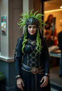 California Costume Woman Sedusa Costume Black Green