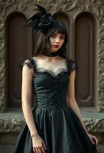 strapless open back dress Wednesday Addams Deluxe Womens Party Dress Costume