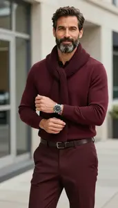Handsome Man With Knit Polo Menswear Stock Photo
