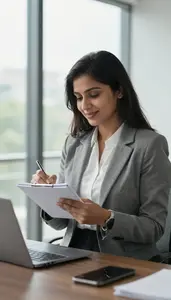 Business Communication Woman Writing Notes At Work